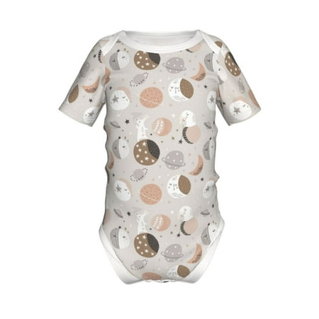 

Junzan Rabbit In Space Print Short-Sleeve Baby Climbing Clothes Bodysuits for Infant One-Piece for Baby Boys & Girls Baby Clothes Baby Romper with Snap Closure-3 Months