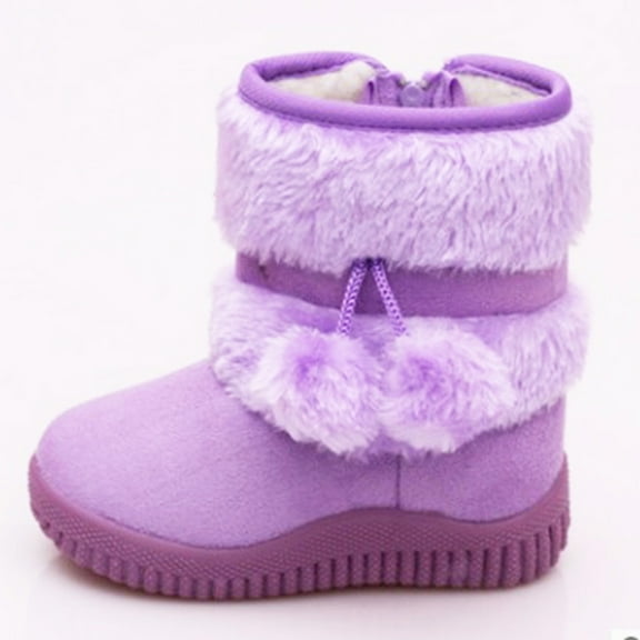 Hurxie Boys Girls Fuzzy Boots Baby Kids Snow Warm Cozy Winter Boots Size 3-4 Infant / 5-10 Toddler / 11-12 Little Kid Purple 24