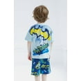 thumbnail image 3 of DC Comics Batman Little Boys Drop Shoulder T-Shirt and French Terry Shorts Outfit Set Graffiti Blue 6, 3 of 5