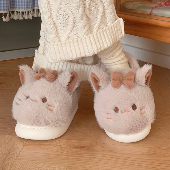 Funny Lovely Home Slipper Women‘s 2023 Winter New Warmth Thick Sole Cotton Slippers Cute Cat Plush Household Shoes