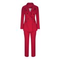 thumbnail image 4 of Womens Business Work Suit Set Long Sleeve Double Breasted Blazer with Straight Suit Pants Basic Office Formal Suit Sets, 4 of 6