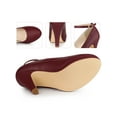 thumbnail image 2 of BLISSFUL STEP Women's Round Toe Ankle Strap Stiletto High Heels Pumps -PU Burgundy-PU 8.5, 2 of 6