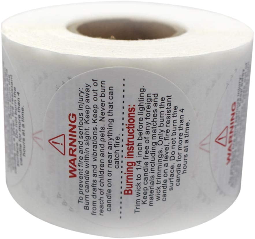 Candle Warning Labels 500 Pcs Candle Jar Container Stickers Candle Stickers Warning 1.5 inch Per Roll Waterproof Candle Safety Labels Sticker Decal ...