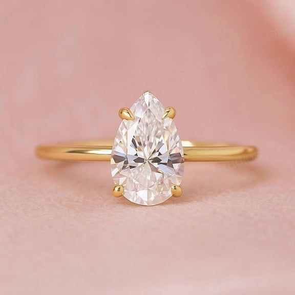 SHEKHAWATJEWELS Pear Moissanite Engagement Ring, Teardrop Solitaire Ring, Moissanite Bridal Ring, Proposal Ring, Pear Moissanite Ring