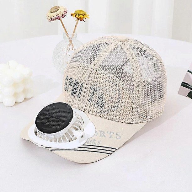 Adults Mesh Baseball Cap Fishing Beach Hats with Solar Fan, Summer UV Protection