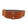 thumbnail image 5 of Women Elastic Strap Brown Faux Leather Belt Silver Studs Spikes S M, 5 of 8