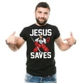 thumbnail image 2 of Men's Hockey T-Shirt Funny Hockey Shirt Jesus Goalkeeper T-Shirt Funny Jesus Saves Hockey T-Shirt (Medium Grey), 2 of 6