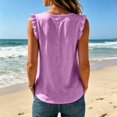 thumbnail image 4 of Rhuody T Shirts For Women V Neck Tank Tops Summer Loose Fit Solid Color Ruffle Blouse Wear Light Purple, 4 of 6