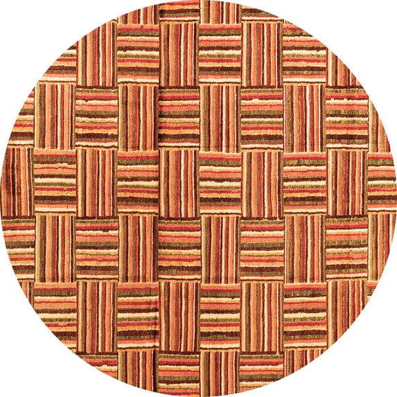 Ahgly Company Indoor Round Abstract Orange Modern Area Rugs, 8' Round