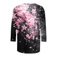 thumbnail image 4 of T Shirts for Women 3/4 Sleeve Shirts Crew-Neck Tshirt Womens Cotton Basic Casual Soft Trendy Tops Shirts Black XL, 4 of 5