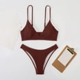 thumbnail image 5 of WREESH Women Split Swimsuit Show Waist Solid Color Bikini, 5 of 5