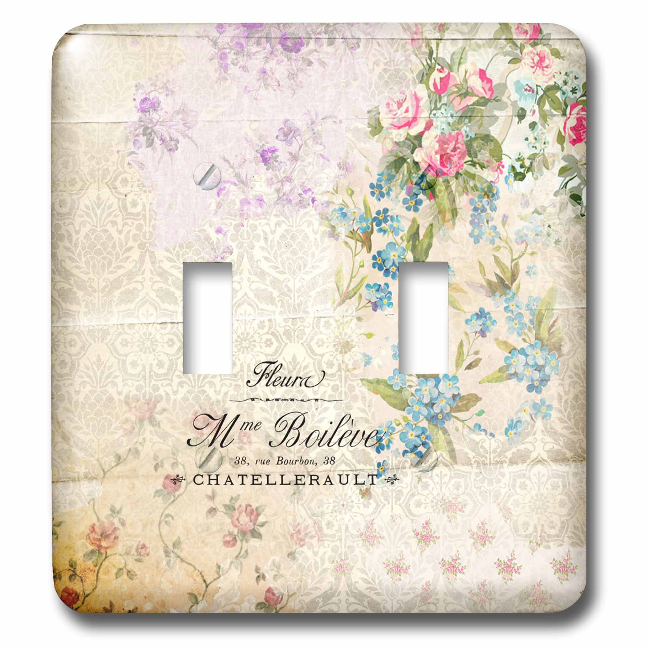 3dRose lsp_113431_2 Pastel Vintage Art Nouveau Beautiful Girly Flowers Floral Pattern Double Toggle Switch 