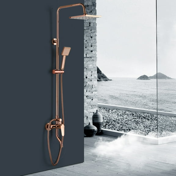 Luxury Shower Faucet Set Rainfall Shower Head Combo Set Wall Mounted Mixer Valve