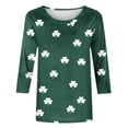 thumbnail image 5 of Women's Tops, Tees & Blouses Petite,Saint Patricks Day for Women Shamrock 3/4 Sleeve Shirt Funny Irish Graphic Tee Spring Party Tops, 5 of 5