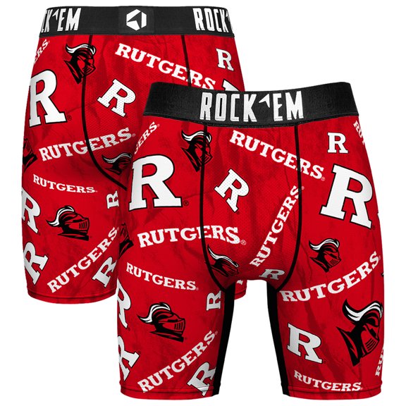 Men's Rock Em Socks Scarlet Rutgers Scarlet Knights All Over Logo Boxer Briefs