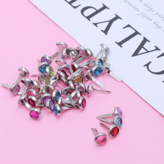 HONMEET 50Pack Scrapbooking Embellishments Round Brads for Crafting Assorted Color Decoration for Handmade Enthusiasts