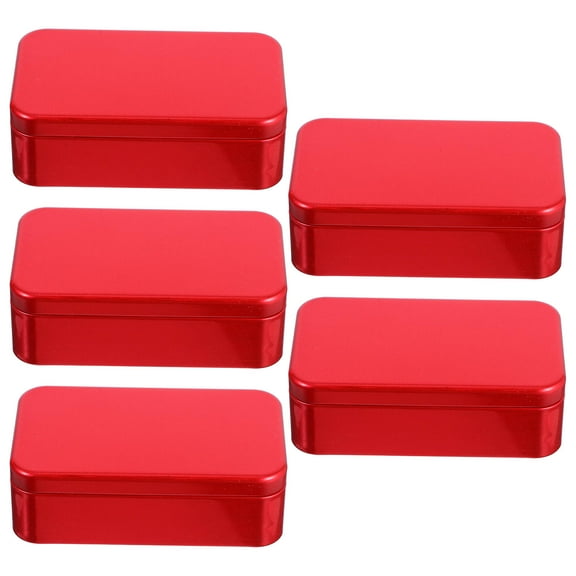NIAIZEK 5Pcs Portable Metal Tin Boxes Decorative Tins for General Users Red