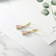 thumbnail image 4 of Gem Stone King 18K Yellow Gold Plated Silver Peach Nano Morganite White Zirconia and White Topaz Dangle Earrings for Women (4.72 Cttw, Gemstone October Birthstone, Octagon 9X7MM), 4 of 4