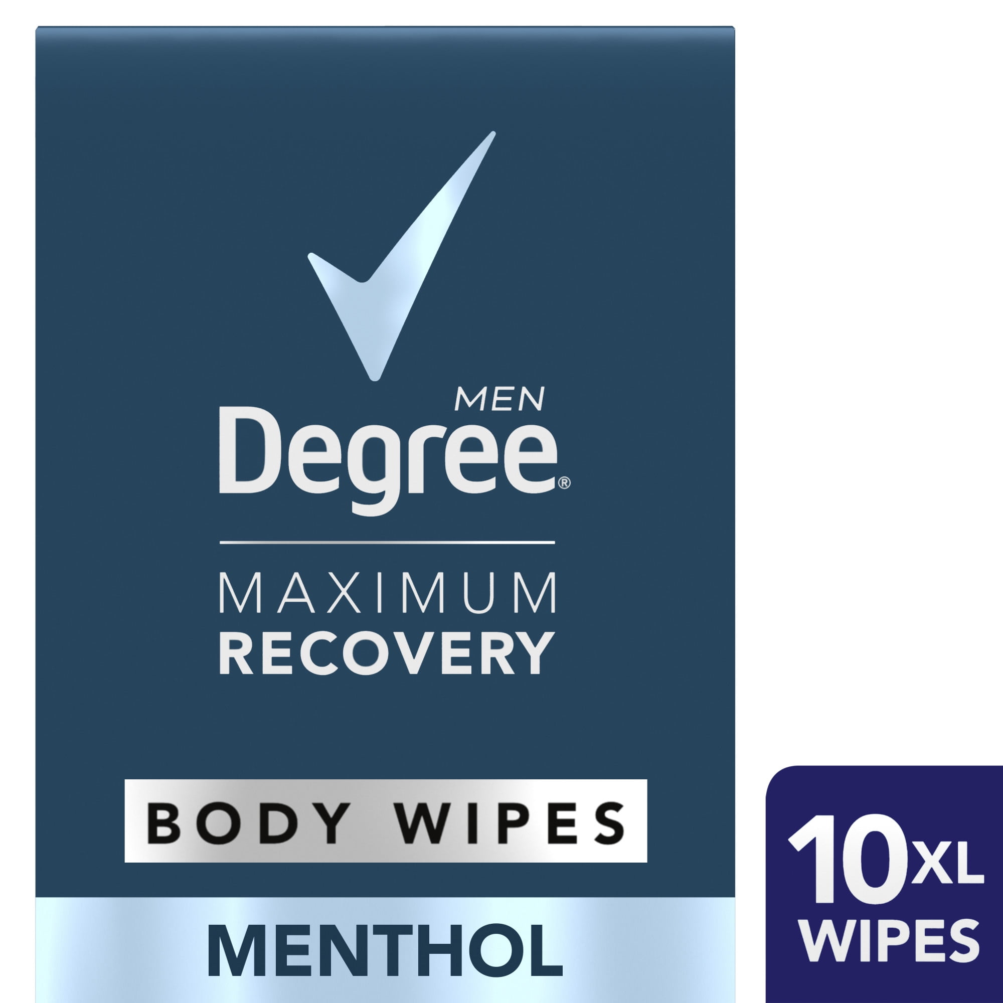 Degree Men Maximum Recovery Body Wipes Menthol, 1 box, 10 Count