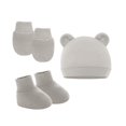 thumbnail image 3 of Guantes de algodón tejidos antiarañazos para bebés, gorro y funda para pies, conjunto para recién nacidos, 3 of 5