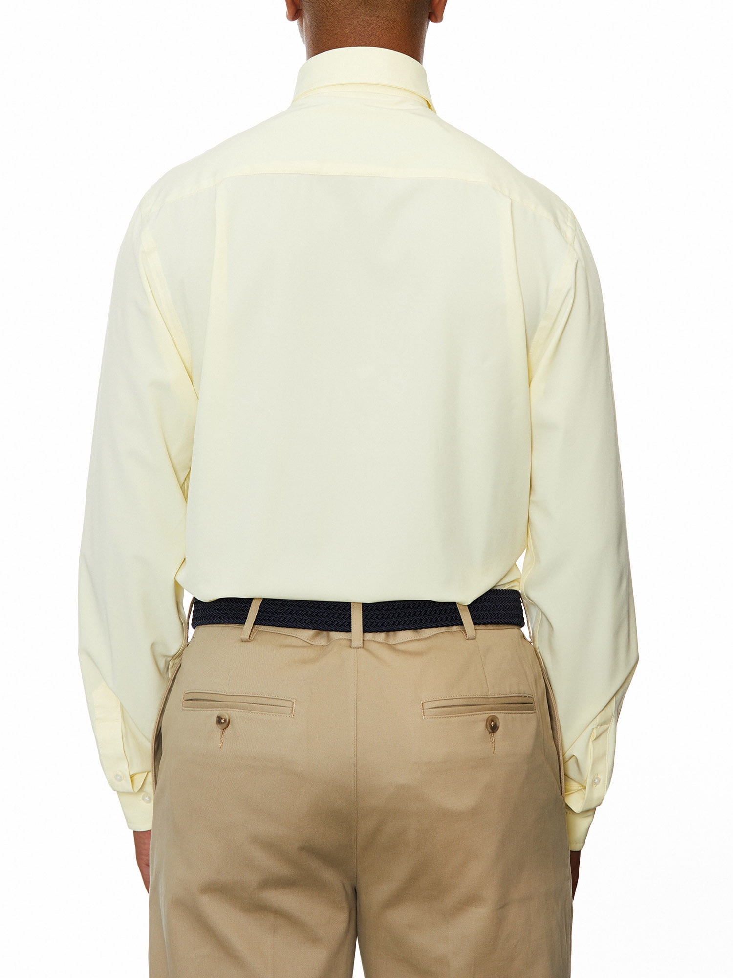 Lands' End Mens Regular-Fit Yellow Solid Dress Shirt