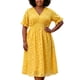 thumbnail image 1 of Vestido midi elegante de flores con mangas cortas y escote en V para mujeres de tallas grandes Agnes Orinda 2X amarillo, 1 of 6