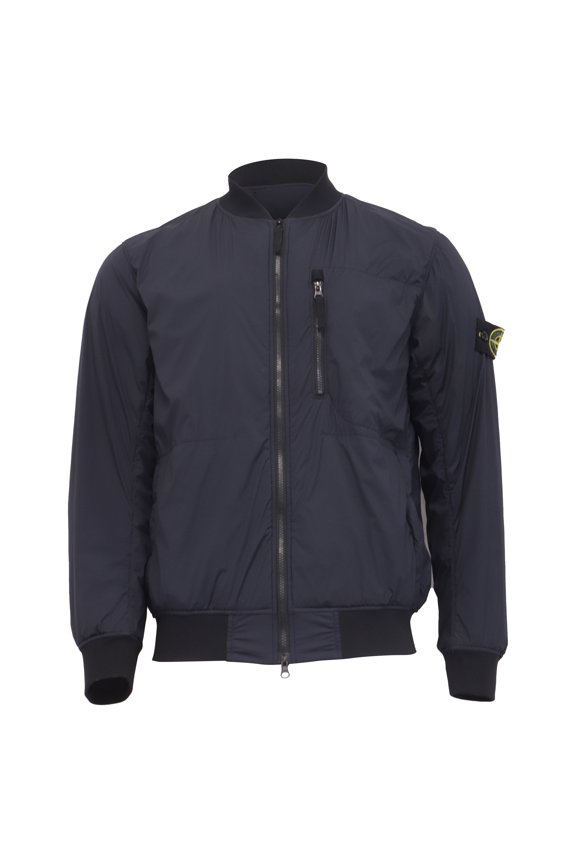 Pre-Owned Stone Island Polartec Zipped Bomber Jacket in Navy Blue Polyamide