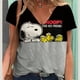 thumbnail image 2 of Camiseta de cuello en V para mujer, camiseta de moda con estampado divertido de dibujos animados de Snoopy, camiseta de manga corta de ocio para mujer, camiseta de verano 2024, 2 of 5