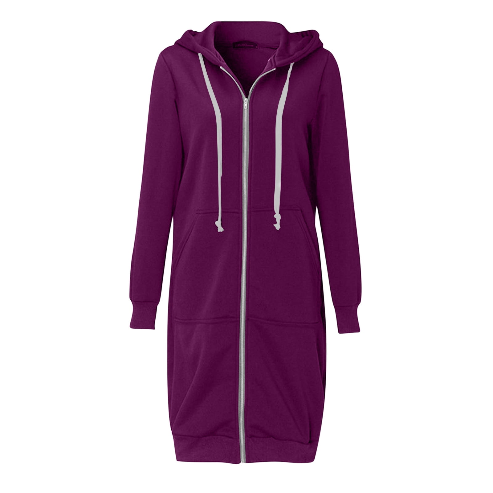 Jszlgo Long Hoodies for Women Zip Up Hoodie Casual Long Hoodies for Women Tunic Sweatshirts Jackets Winter Coat with Pockets Long Hooded Sweatshirts