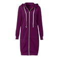 thumbnail image 4 of Dovford Oversized Hoodies for Women Zip Up Knee Length Tunic Sweatshirts Casual Long Sleeve Spring Hooded Jackets With Pocket, 4 of 6