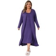 thumbnail image 3 of DARING DIVA Women's Plus Size 2 Pieces Nightgown with Robes Set 1X Purple, 3 of 6