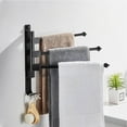 thumbnail image 2 of Swivel Out Towel Racks with Hooks 3-Bars Foldable Arms Bath Towel Hanger Wall Mount Towel, 2 of 8