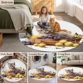 thumbnail image 6 of 6ft Washable Round Rug, Cute Cat Non-Slip Circle Area Rug for Living Room Bedroom, and Fruits Purple Grapes Indoor Floor Mat for Home Decor, 6 of 9