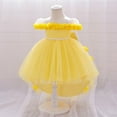 thumbnail image 4 of NAISIBABY Little Girls Floral Dress, Tutu Mesh Back Bowknot Lace Short Sleeve Birthday Wedding Party Pageant Princess Dress Yellow 2T, 4 of 9