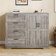 thumbnail image 3 of TROPOW Wooden Dresser with 2 Door Wardrobe, 4 Drawers, Hanging Rod and Storage Cabinet, Sturdy, Anti-Tipping Design with Metal Handles, Modern Armoire Closet for Bedroom,Gray, 3 of 7