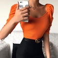 thumbnail image 6 of QLEICOM Womens Summer Tops Oversized T-shirts Slim Fit Comfortable Short Sleeve Solid Color Round Neck Casual Loose Tunic Tank Tops Women Shirts Blouses Orange L, 6 of 7