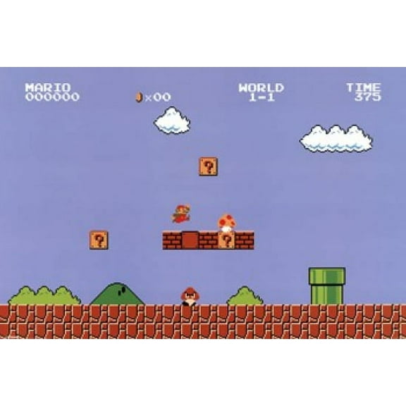 Rolled Poster Super Mario Bros. - Level 1-1 36'' x 24'' Framed Poster