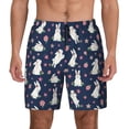 thumbnail image 2 of Picia Rabbit And Flower pattern Mens Swim Trunks with Compression Liner Stretch Beach Shorts Quick Dry with Zipper Pockets No-Chafing Board Shorts-Large, 2 of 9