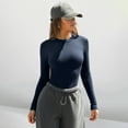 thumbnail image 4 of FRSASU Womens Long Sleeve Crewneck Neck Ribbed Tops Spring Fall Fitted Stretch Casual Basic T Shirts Navy, 4 of 6