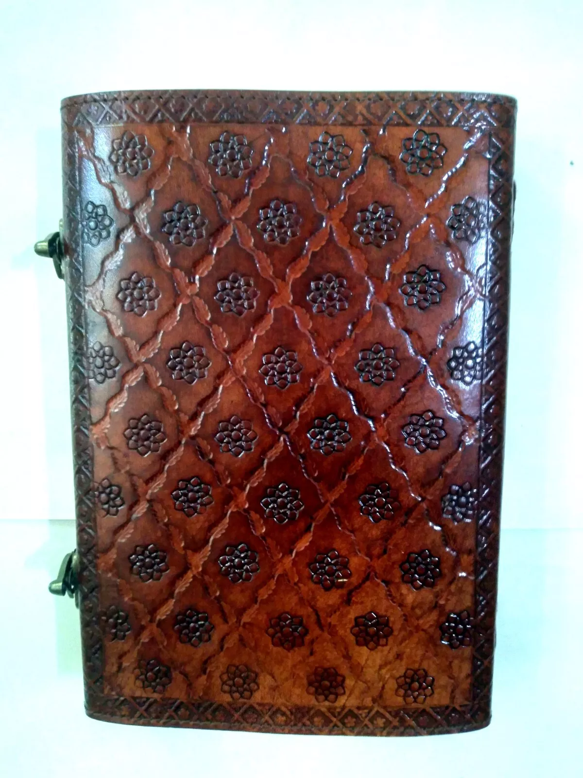Handcrafted Embossed Witch Design Vintage Leather Bound Journal Seven Stone Grimoire Diary Blank Notebook For Men & Women