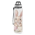 thumbnail image 2 of 32oz Transparent Sports Water Bottle with Straw for Kids Adults Outdoor School Gym Fitness Cute Easter Bunny, 2 of 7
