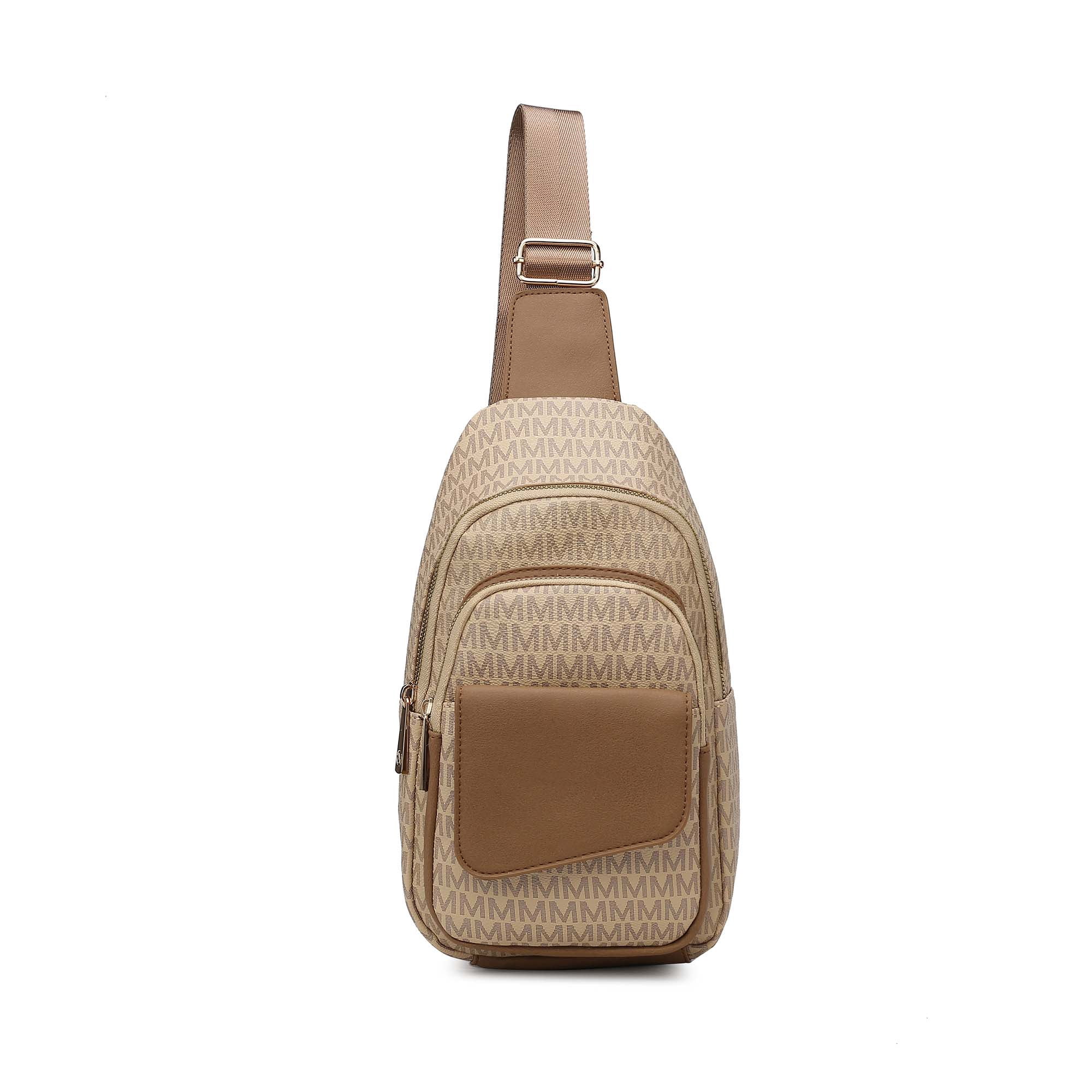 MKF Collection Kace Vegan Leather Women's Sling Bag, Stylish Fanny Purse Handbag by Mia K - Beige