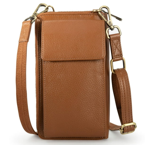Cartera bandolera de piel para teléfono BULL GUARD, antirrobo, RFID