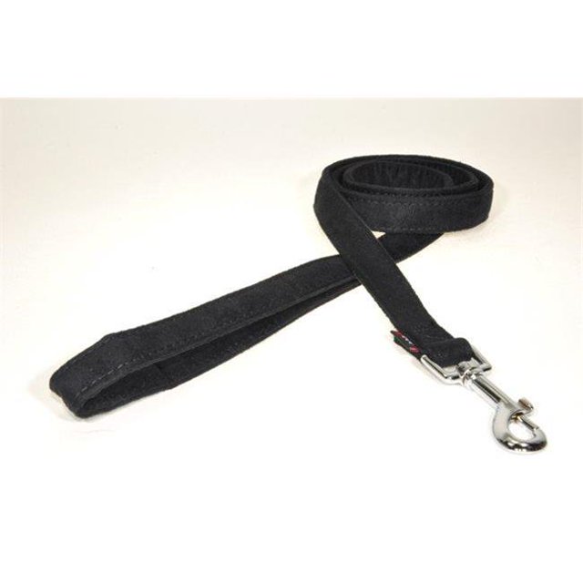 Dogline Comfort Microfiber Flat Leash for Dogs (W 3/4" L 4ft), Black