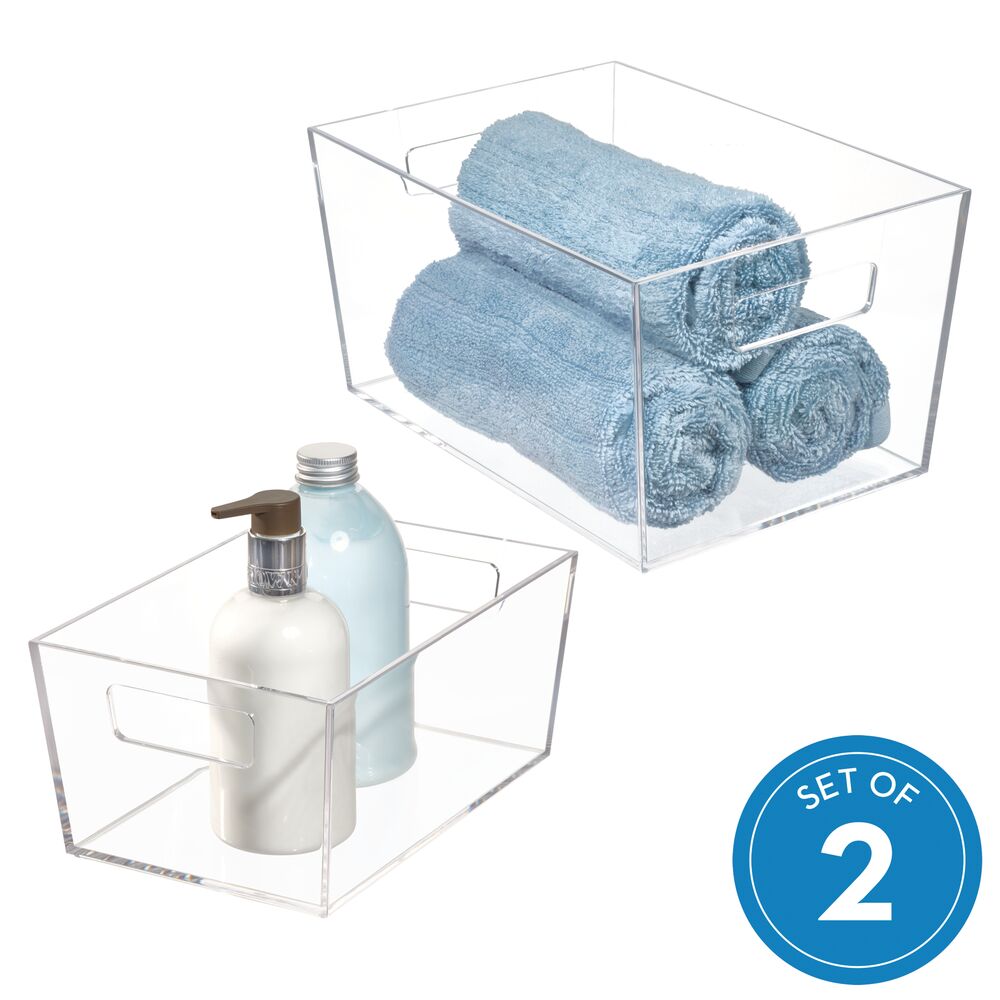 iDesign Clarity 2Piece Plastic Storage Bin Set, Clear