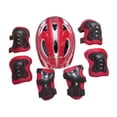 thumbnail image 2 of Juego de 7 cascos de bicicleta para niños, equipo de protección para patinar en longboard rojo, 2 of 8