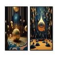 thumbnail image 2 of Designart "Futuristic Architecture Golden Sphere" Abstract Landscape Framed Wall Art Set Of 2 - Modern Gold Framed Canvas Set For Living Room Decor, 2 of 6