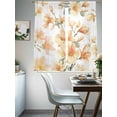 thumbnail image 4 of Orange Magnolia Flower Sheer Curtains 2 Panels Set Watercolor Orange Floral Leaf Sheer Window Curtains Light Filtering Rod Pocket Voile Drapes for Bedroom Living Room 52"x63", 4 of 9