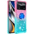 thumbnail image 2 of Slim Phone Case for Xiaomi Poco X4 Pro, Shiny Bling Quicksand Effect TPU Bumper Case with Four Corners Protection Cover for Xiaomi Poco X4 Pro, Pink Blue, 2 of 7