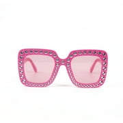 Pink Square Rhinestone Novelty Party Glasses, by Way To Celebrate
